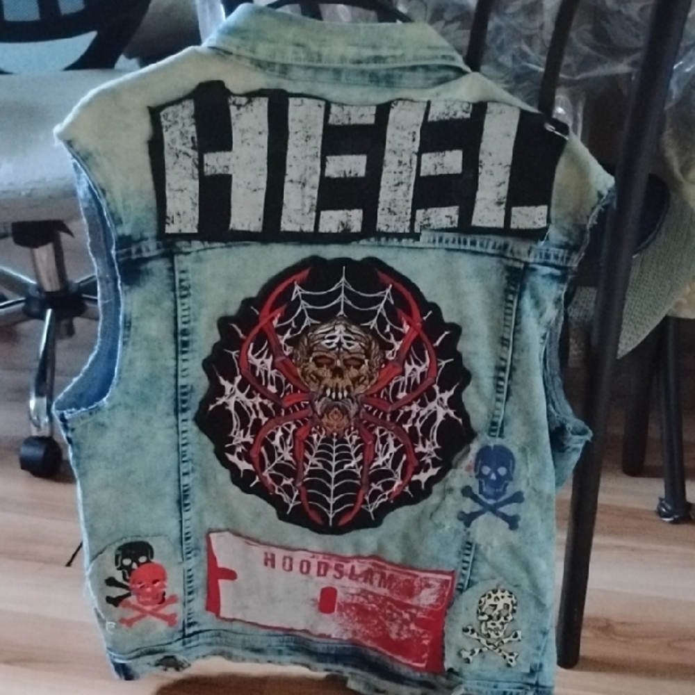 Custom Denim Vest with Graphic Patches